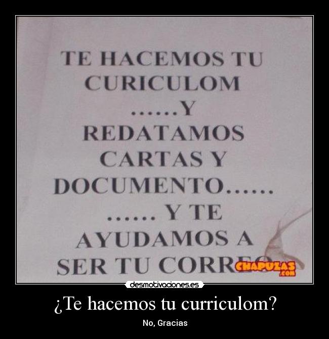 ¿Te hacemos tu curriculom? - 