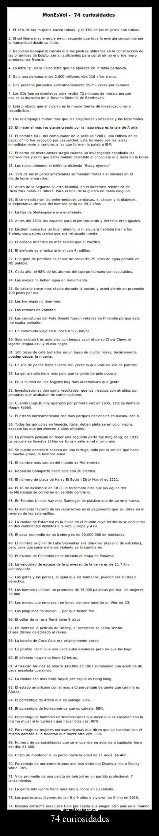 74 curiosidades -