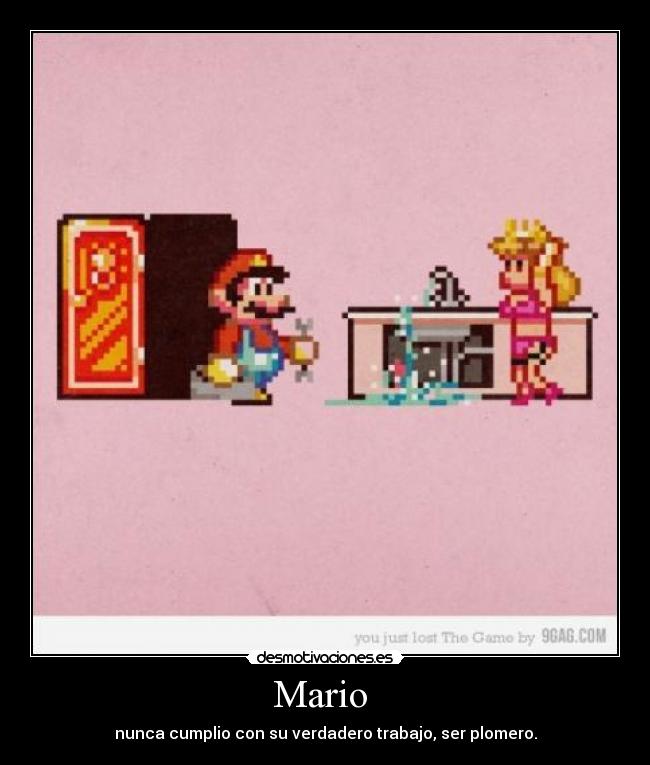 Mario  - nunca cumplio con su verdadero trabajo, ser plomero.
