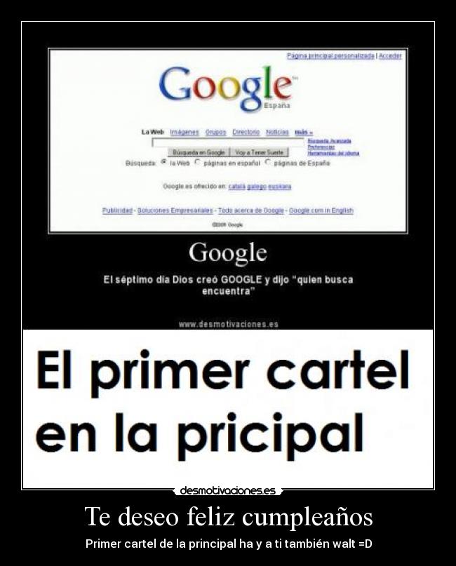 Te deseo feliz cumpleaños - Primer cartel de la principal ha y a ti también walt =D