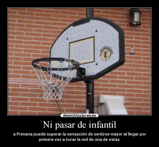 Ni pasar de infantil - a Primaria puede superar la sensación de sentirse mayor al llegar por
primera vez a tocar la red de una de estas.