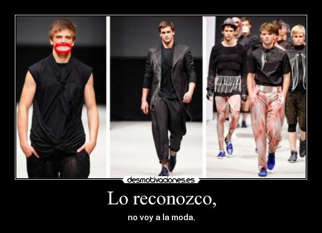 Lo reconozco, - no voy a la moda.