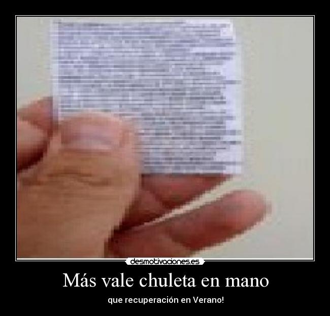 Más vale chuleta en mano - que recuperación en Verano!