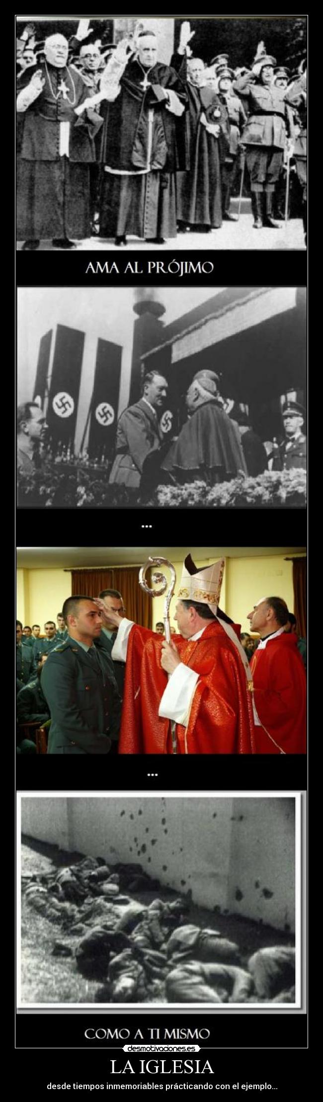 carteles religion iglesia guerra soldados ejercito mentira hipocritas dios antidios satanas diablo desmotivaciones