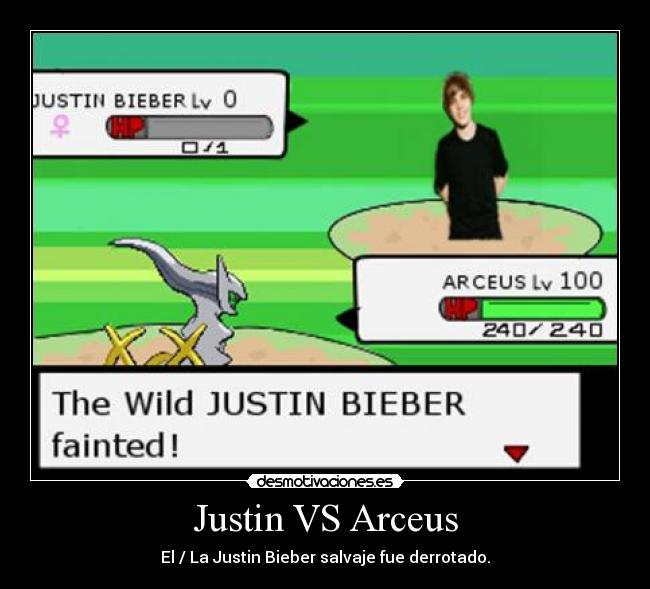 Justin VS Arceus - El / La Justin Bieber salvaje fue derrotado.