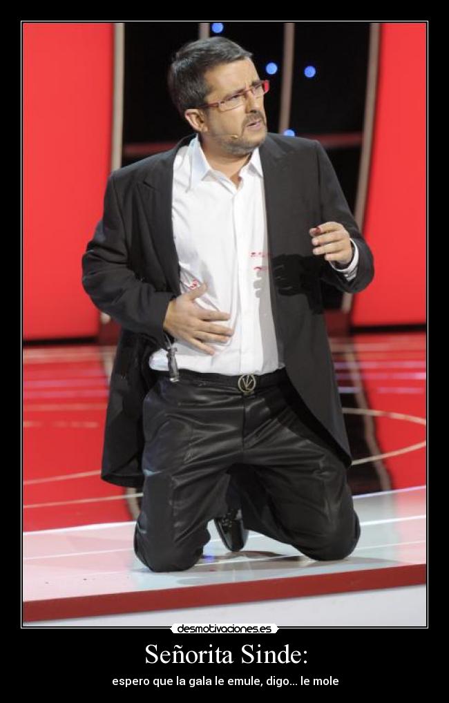 Señorita Sinde: - espero que la gala le emule, digo... le mole