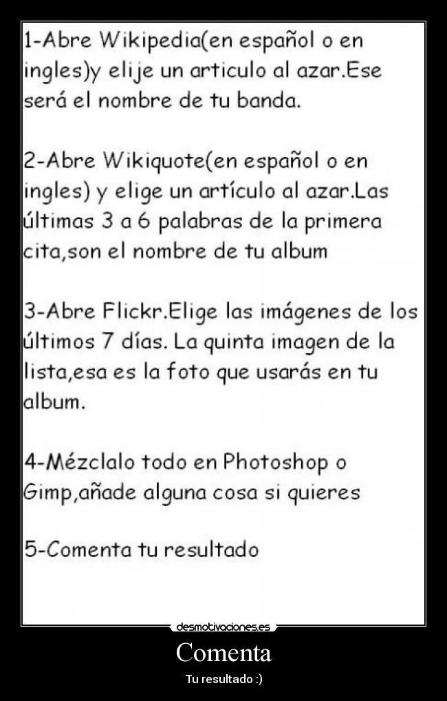 Comenta - Tu resultado :)