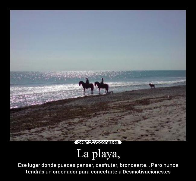 La playa, - Ese lugar donde puedes pensar, desfrutar, broncearte... Pero nunca
tendrás un ordenador para conectarte a Desmotivaciones.es