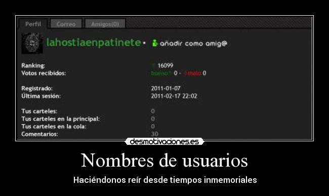 Nombres de usuarios -