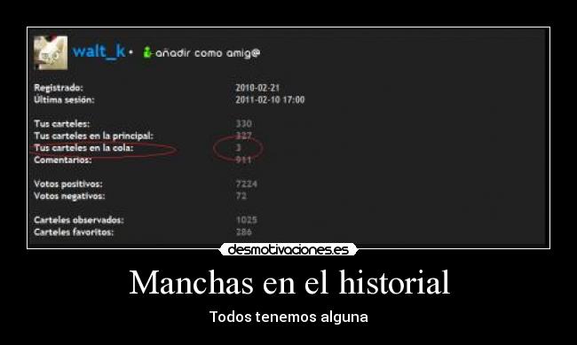 Manchas en el historial - 