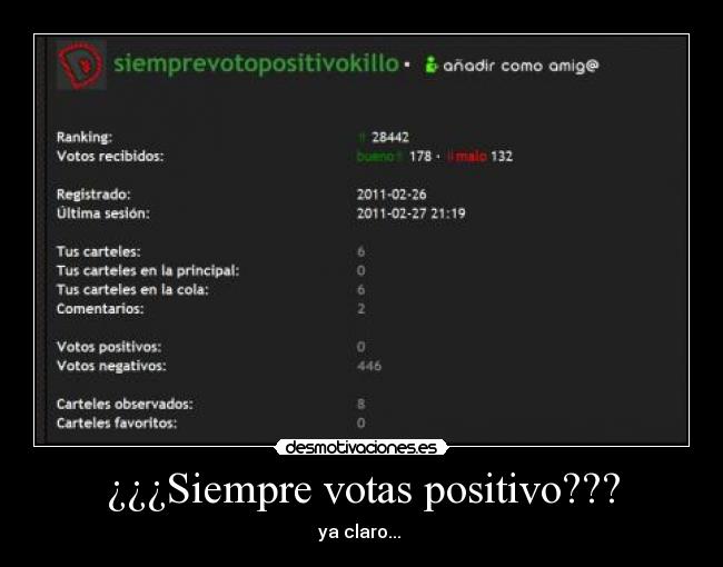 ¿¿¿Siempre votas positivo??? -