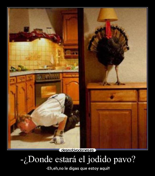 -¿Donde estará el jodido pavo? - -Eh,eh,no le digas que estoy aqui!!