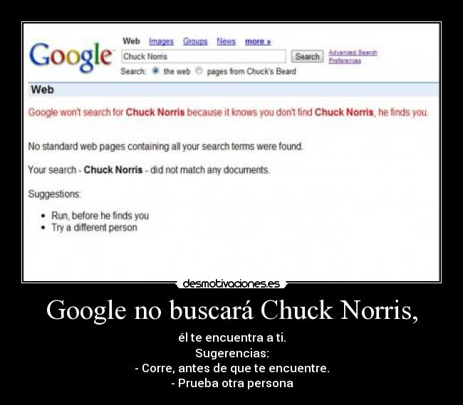 Google no buscará Chuck Norris, -