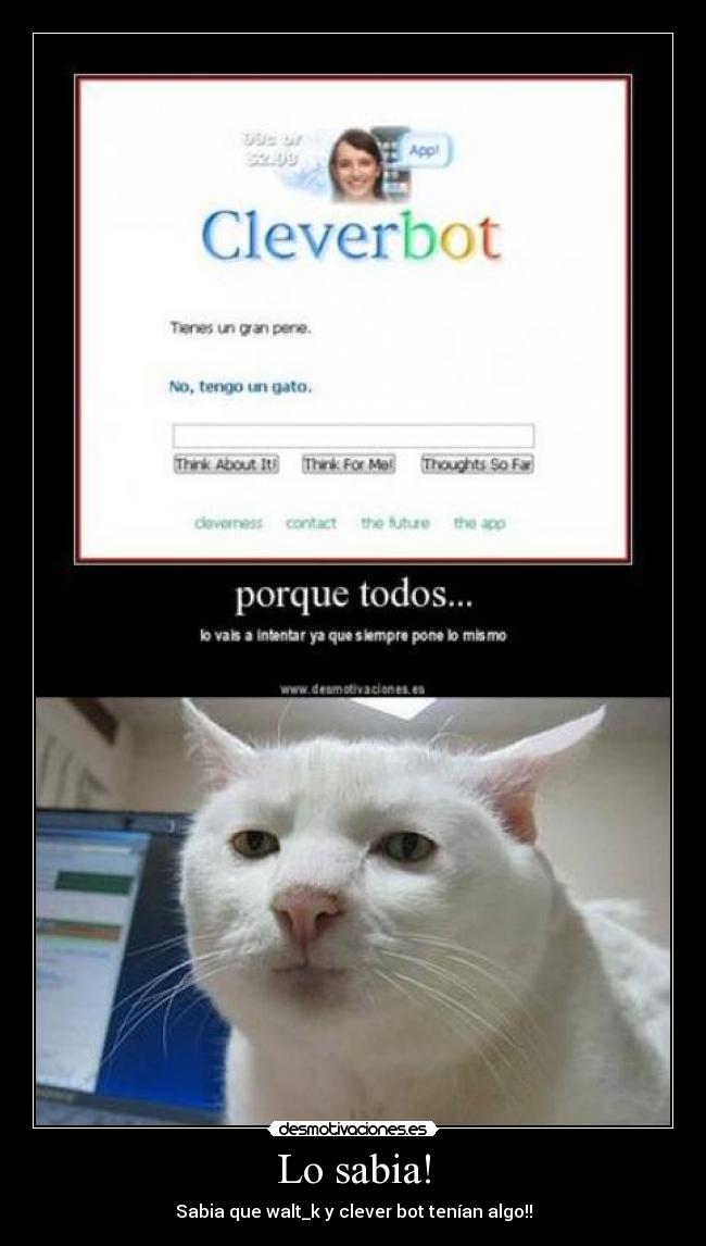 Lo sabia! - Sabia que walt_k y clever bot tenían algo!!