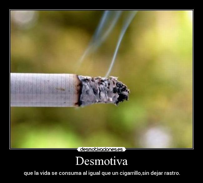 Desmotiva - que la vida se consuma al igual que un cigarrillo,sin dejar rastro.