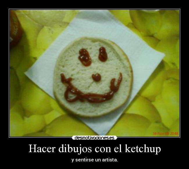 Hacer dibujos con el ketchup -