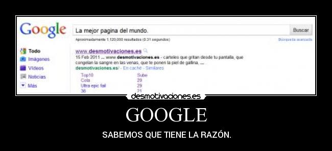 GOOGLE - SABEMOS QUE TIENE LA RAZÓN.