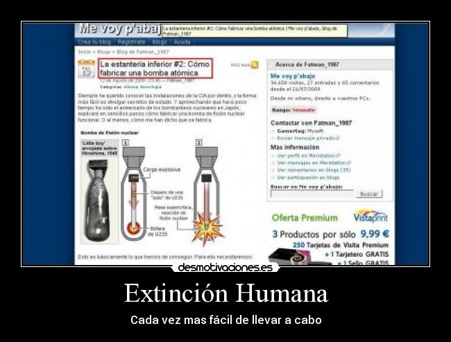 Extinción Humana - Cada vez mas fácil de llevar a cabo