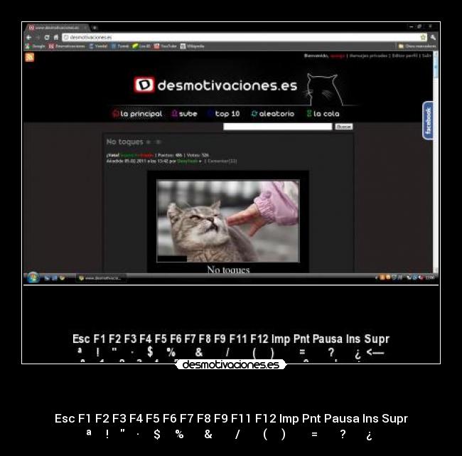 - Esc F1 F2 F3 F4 F5 F6 F7 F8 F9 F11 F12 Imp Pnt Pausa Ins Supr
ª ! · $ % & / ( ) = ? ¿