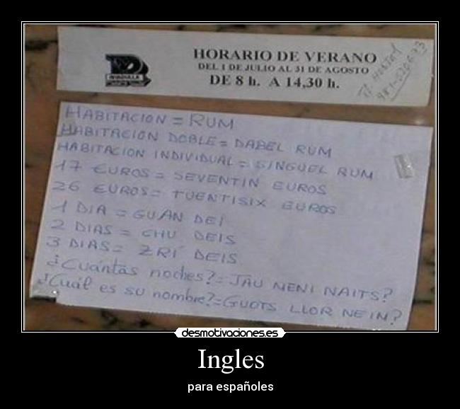 carteles ingles para espanoles desmotivaciones