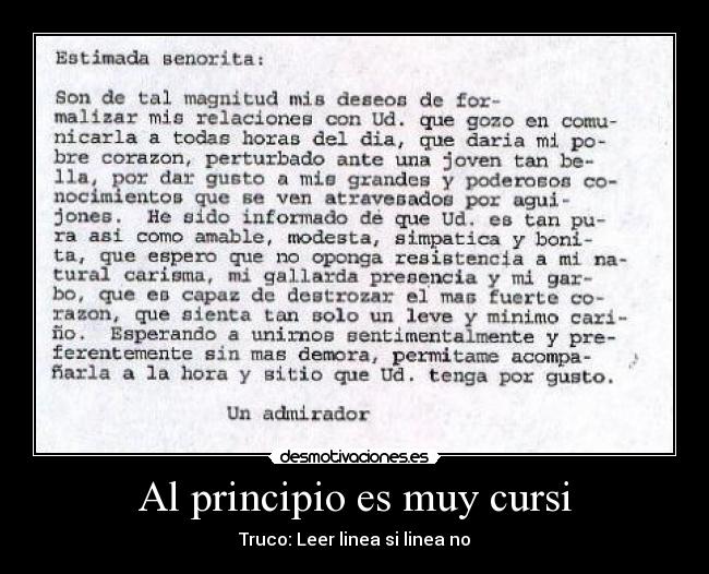 Al principio es muy cursi - 