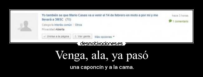 Venga, ala, ya pasó - 