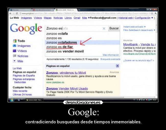 Google: - contradiciendo busquedas desde tiempos inmemoriables.