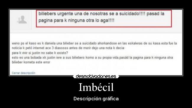 Imbécil - Descripción gráfica