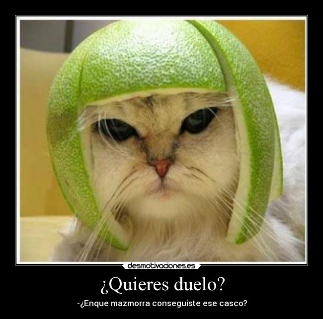 ¿Quieres duelo? - -¿Enque mazmorra conseguiste ese casco?