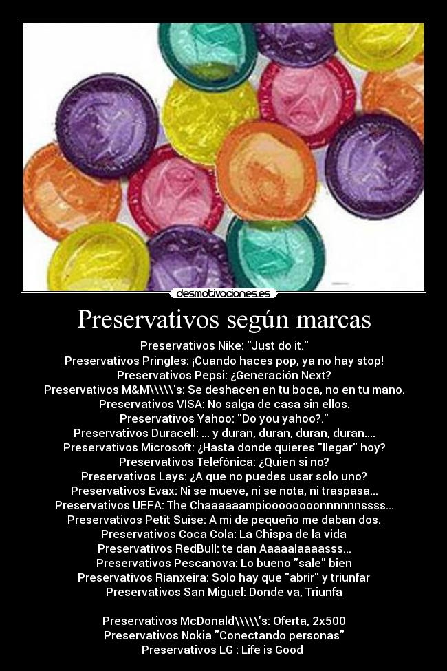 carteles tipos preservativos desmotivaciones