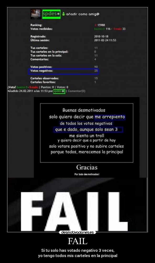 carteles fail fail solo has votado negativo veces tengo todos mis carteles principal desmotivaciones
