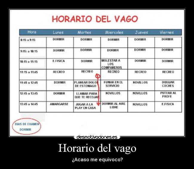 Horario del vago -
