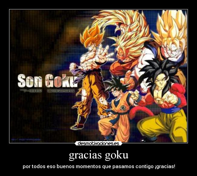 gracias goku - por todos eso buenos momentos que pasamos contigo ¡gracias!
