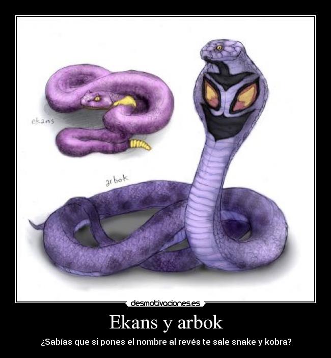 Ekans y arbok - ¿Sabías que si pones el nombre al revés te sale snake y kobra?