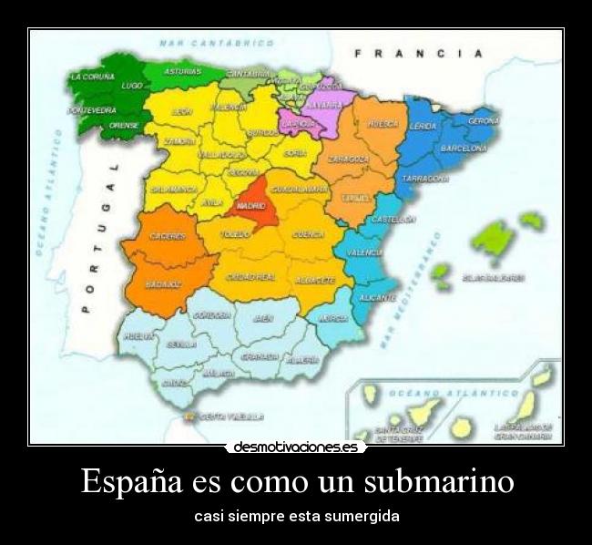 carteles espana submarino espana sumergida desmotivaciones
