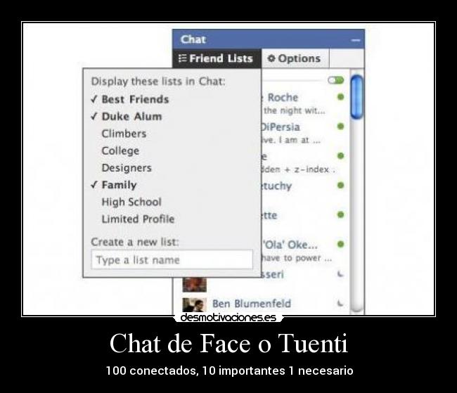 Chat de Face o Tuenti -
