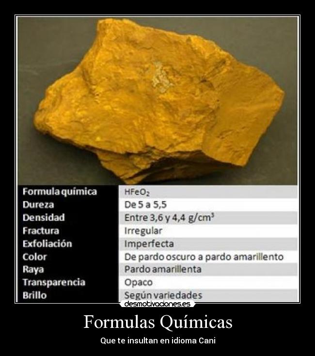 Formulas Químicas - Que te insultan en idioma Cani