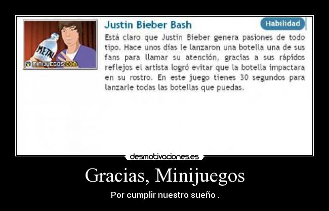 Gracias, Minijuegos - Por cumplir nuestro sueño .