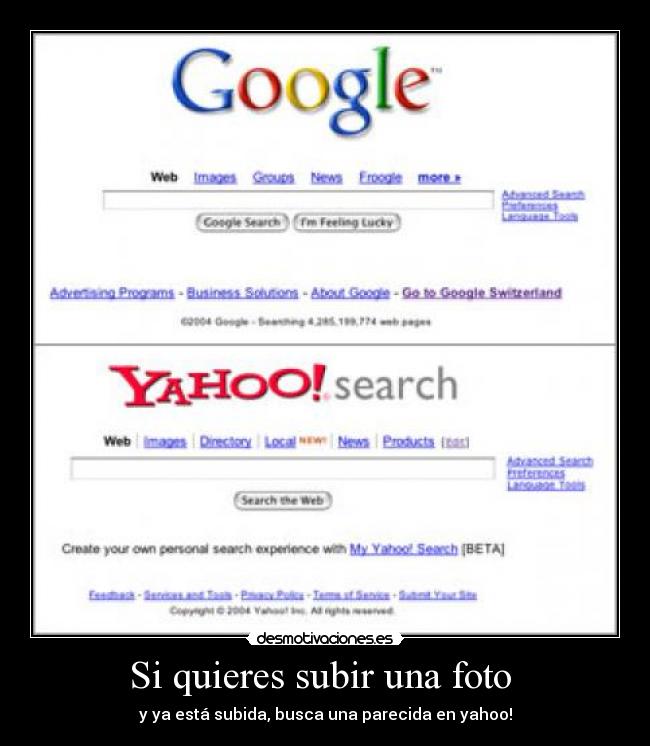 Si quieres subir una foto - y ya está subida, busca una parecida en yahoo!