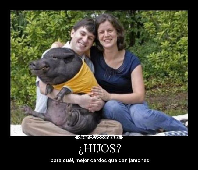 ¿HIJOS? - ¡para qué!, mejor cerdos que dan jamones