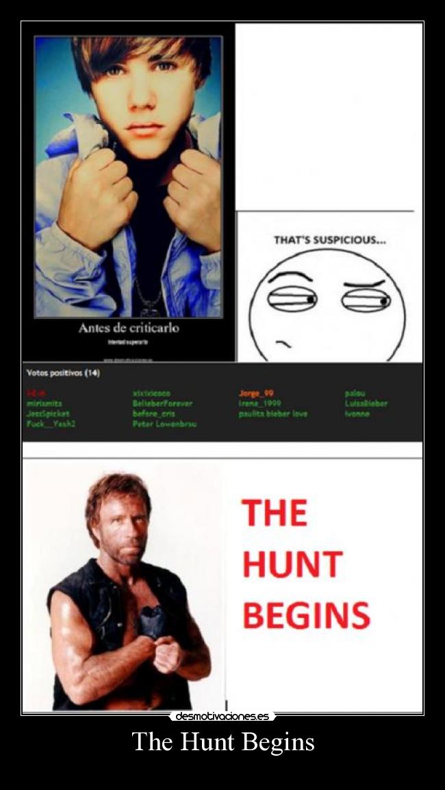 carteles justin bieber chuck norris desmotivaciones