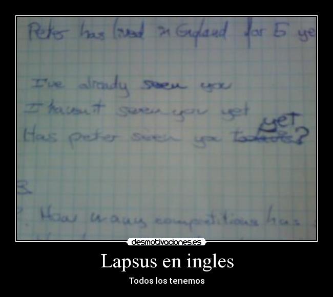 Lapsus en ingles -