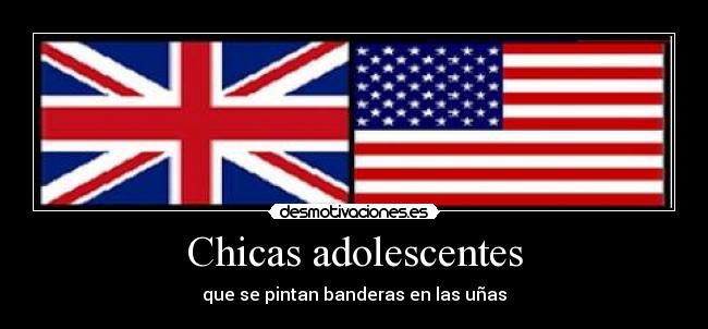 Chicas adolescentes - que se pintan banderas en las uñas