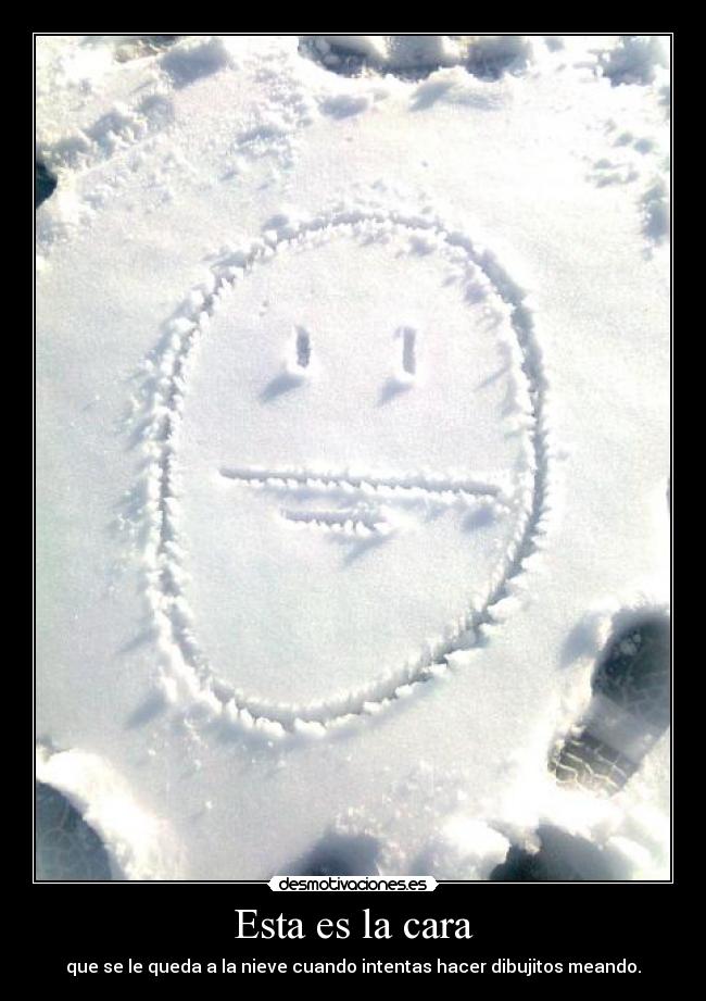 Esta es la cara - que se le queda a la nieve cuando intentas hacer dibujitos meando.