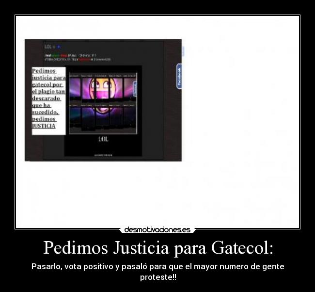 Pedimos Justicia para Gatecol: - Pasarlo, vota positivo y pasaló para que el mayor numero de gente proteste!!