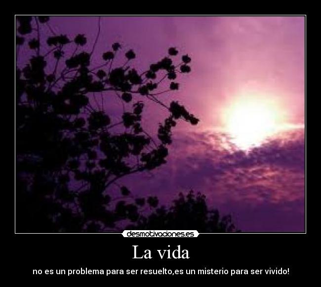 La vida - no es un problema para ser resuelto,es un misterio para ser vivido!