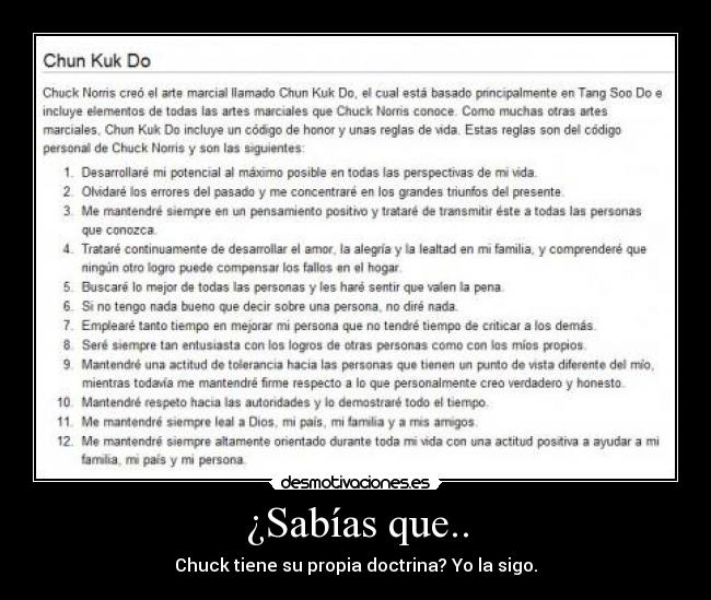 ¿Sabías que.. - Chuck tiene su propia doctrina? Yo la sigo.