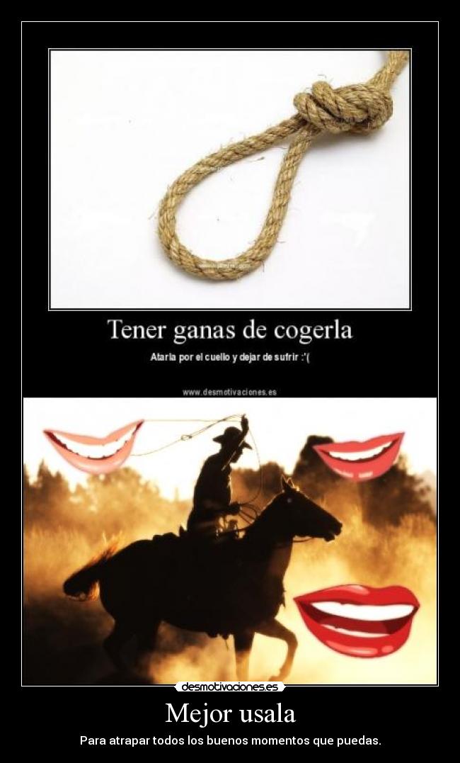 carteles sonrisas suicido cowboy vaquero cuerda soga caballo optimista desmotivaciones