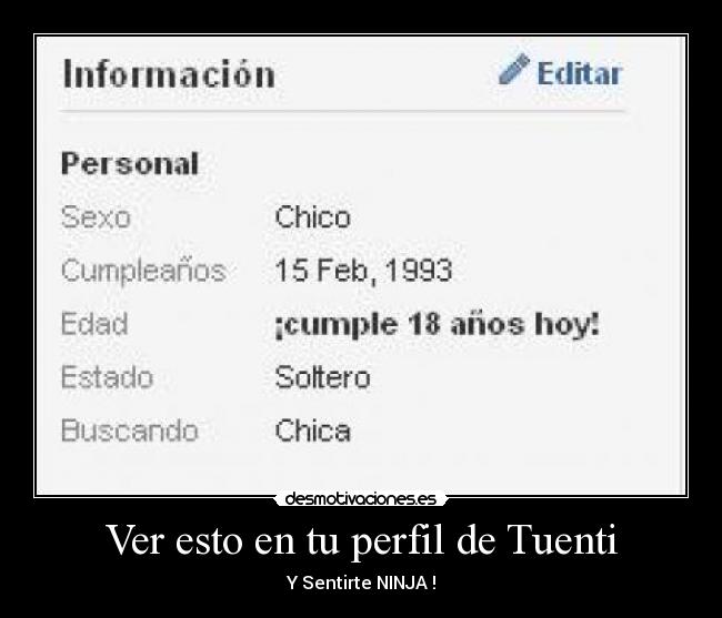 Ver esto en tu perfil de Tuenti - Y Sentirte NINJA !