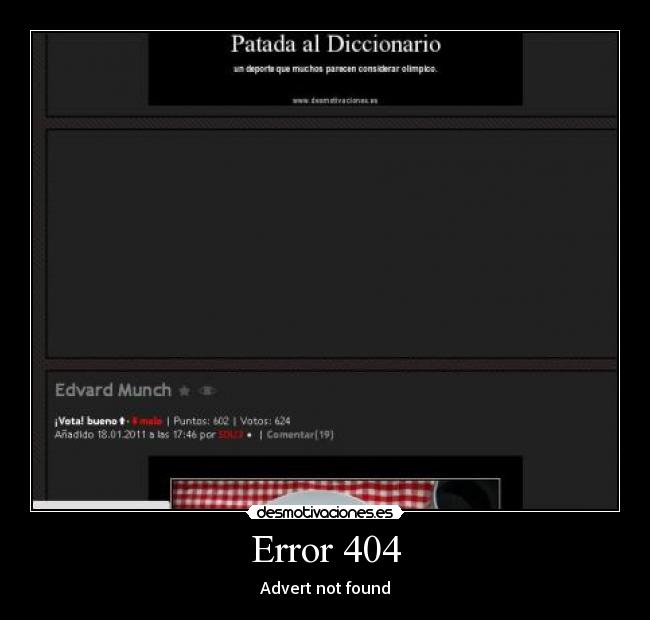 carteles error 404 advert not found desmotivaciones